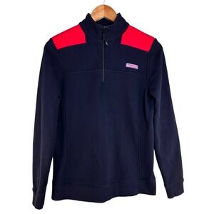 Vineyard Vines Men's Shep Shirt Navy Red‎ Quarter Zip Pullover Size Small
